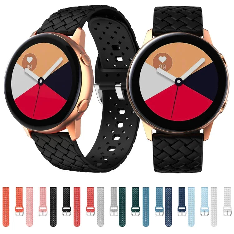 Dây đồng hồ silicone họa tiết dệt, Dành cho Samsung Galaxy Watch4 40/44mm, Dành cho Samsung Galaxy Watch4 Classic 42/46mm