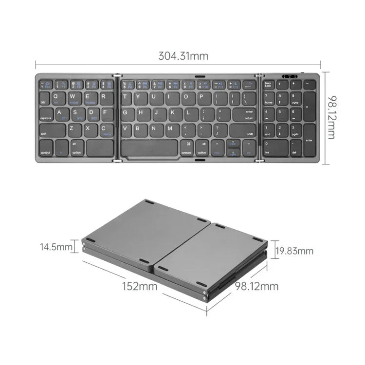Bàn phím Bluetooth gập có thể sạc lại với bàn di chuột B089T, B089T (Xám), B089T (Bạc), B089T (Đen)