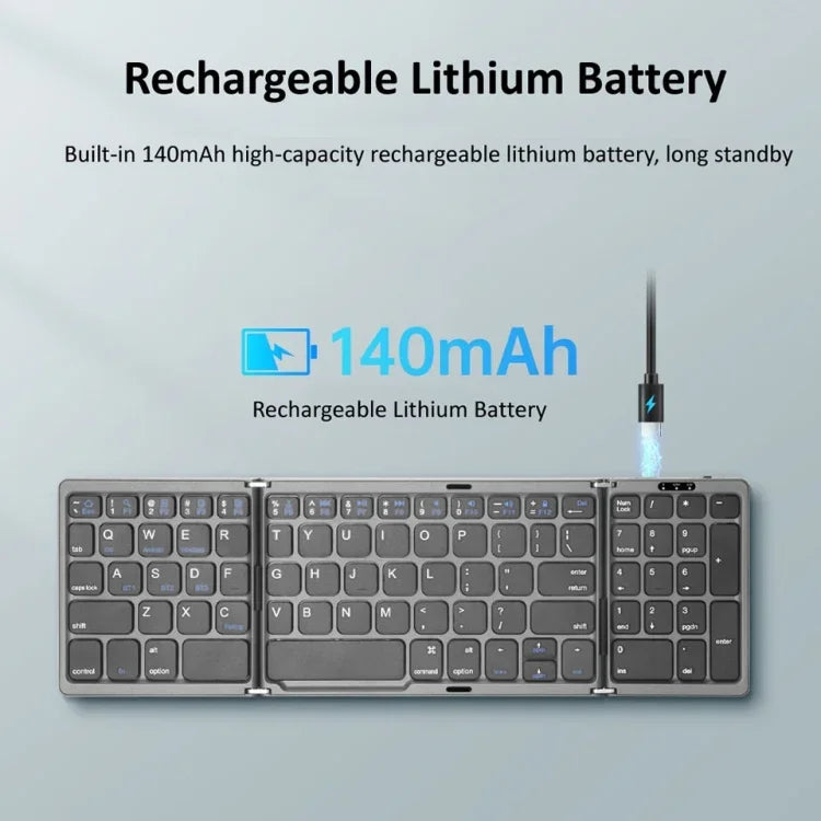 Bàn phím Bluetooth gập có thể sạc lại với bàn di chuột B089T, B089T (Xám), B089T (Bạc), B089T (Đen)