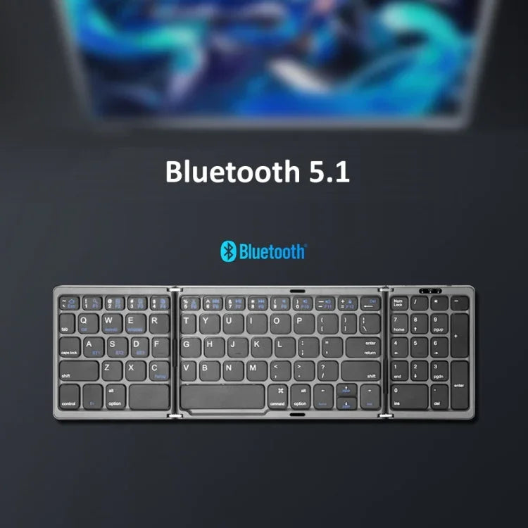 Bàn phím Bluetooth gập có thể sạc lại với bàn di chuột B089T, B089T (Xám), B089T (Bạc), B089T (Đen)