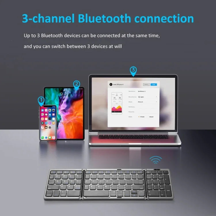 Bàn phím Bluetooth gập có thể sạc lại với bàn di chuột B089T, B089T (Xám), B089T (Bạc), B089T (Đen)