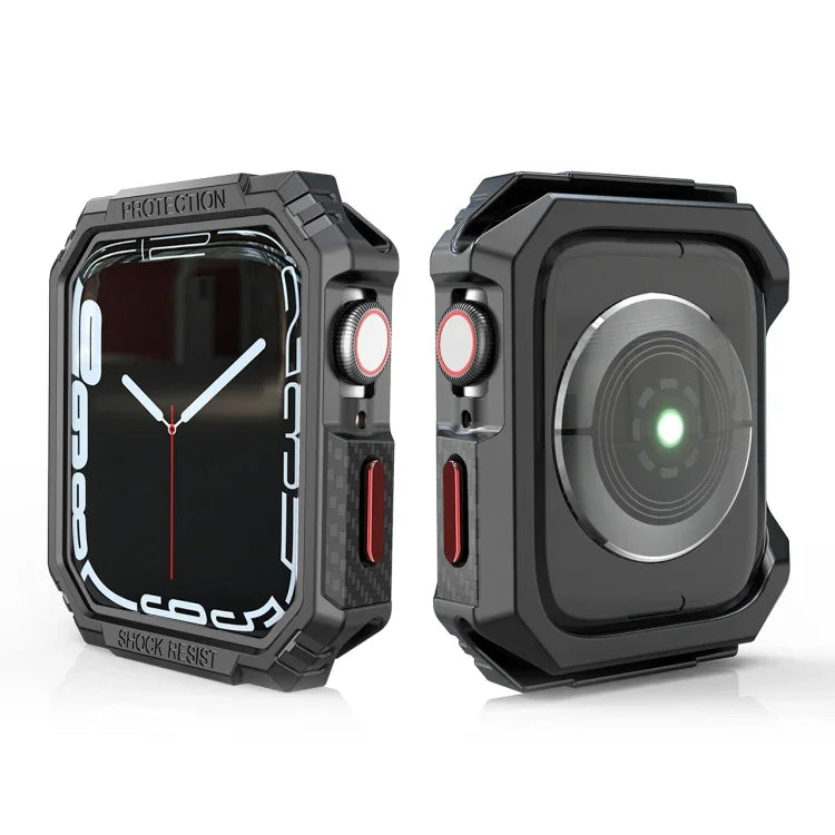 Ốp bảo vệ màu tương phản sợi carbon, cho Apple Watch Series 9 / 8 / 7 41mm, cho Apple Watch Series 9 / 8 / 7 45mm, cho Apple Watch Series 6 & SE & 5 & 4 44mm, cho Apple Watch Series 6 & SE & 5 & 4 40mm