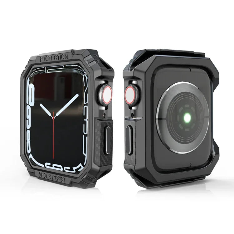 Carbon Fiber Contrast Color Protective Case, For Apple Watch Series 9 / 8 / 7 41mm, For Apple Watch Series 9 / 8 / 7 45mm, For Apple Watch Series 6 & SE & 5 & 4 44mm, For Apple Watch Series 6 & SE & 5 & 4 40mm