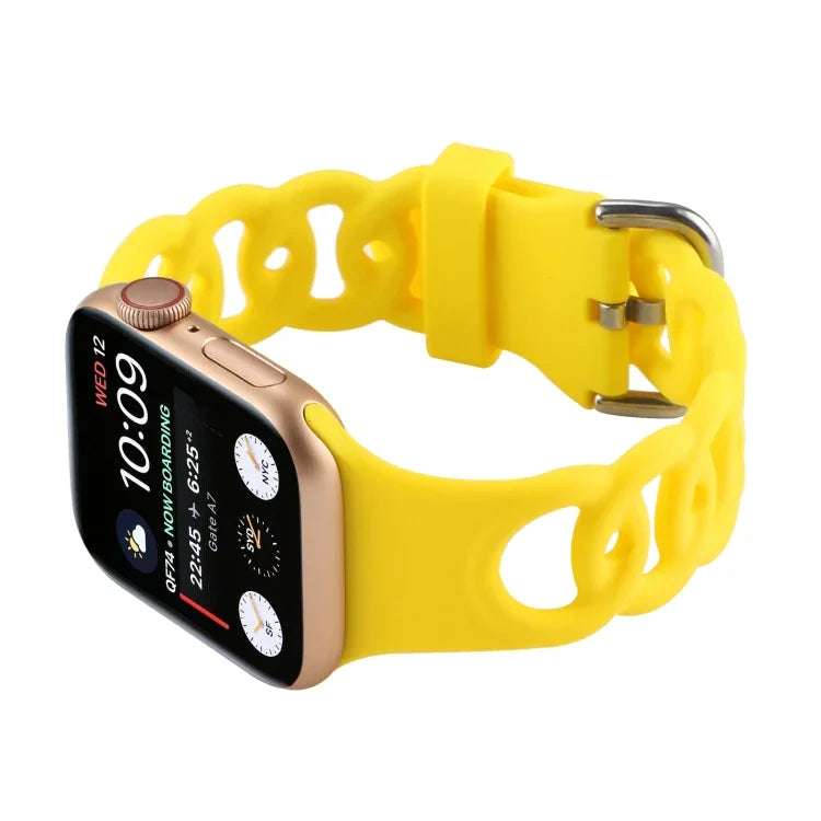Dây đồng hồ silicone rỗng cho Apple Watch Series, 7 41mm / 6&SE&5&4 40mm / 3&2&1 38mm, 7 45mm / 6&SE&5&4 44mm / 3&2&1 42mm