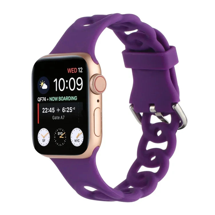 Dây đồng hồ silicone rỗng cho Apple Watch Series, 7 41mm / 6&SE&5&4 40mm / 3&2&1 38mm, 7 45mm / 6&SE&5&4 44mm / 3&2&1 42mm