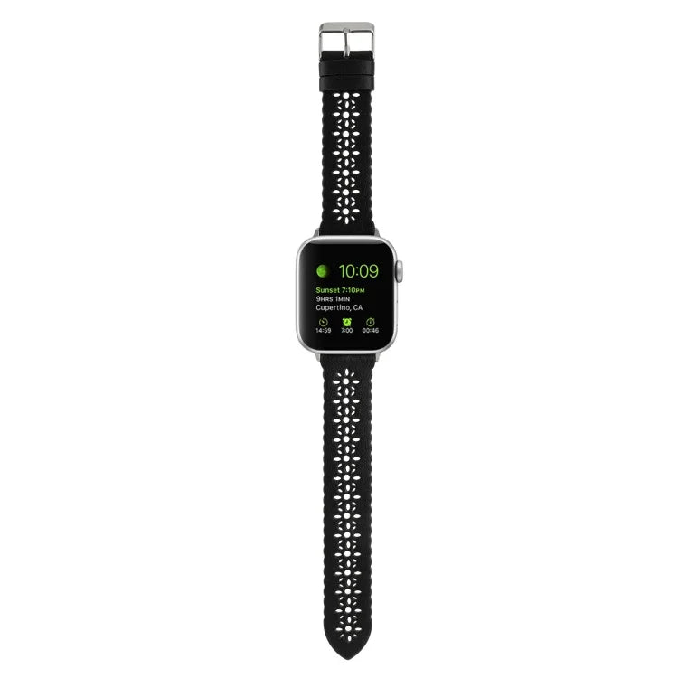 Dây đồng hồ da thật rỗng cho Apple Watch Series, 7 41mm / 6&SE&5&4 40mm / 3&2&1 38mm, 7 45mm / 6&SE&5&4 44mm / 3&2&1 42mm