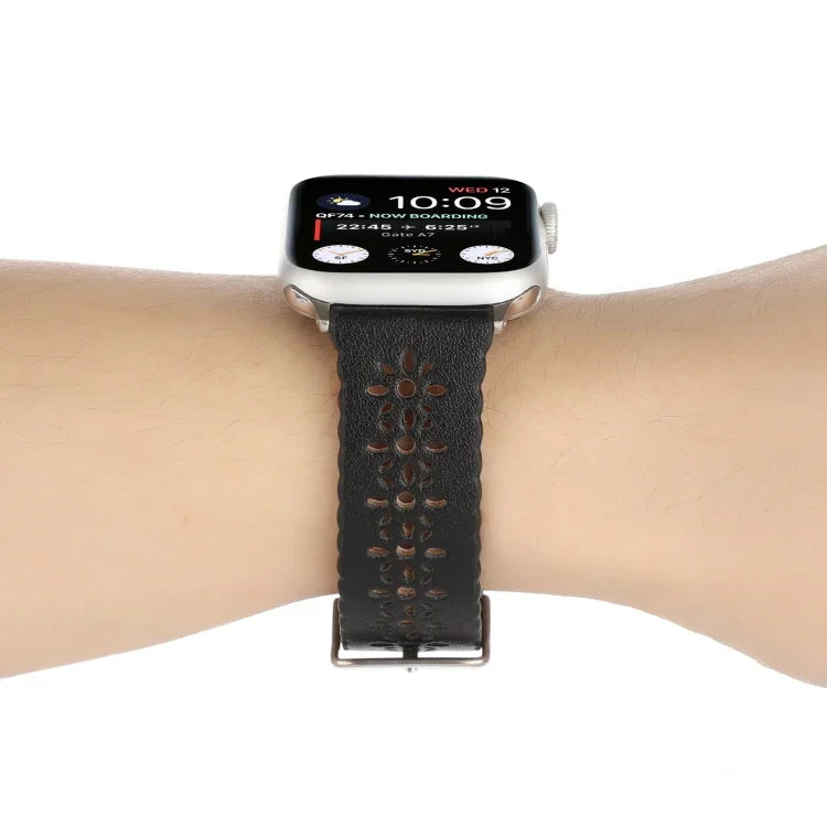 Dây đồng hồ da thật rỗng cho Apple Watch Series, 7 41mm / 6&SE&5&4 40mm / 3&2&1 38mm, 7 45mm / 6&SE&5&4 44mm / 3&2&1 42mm