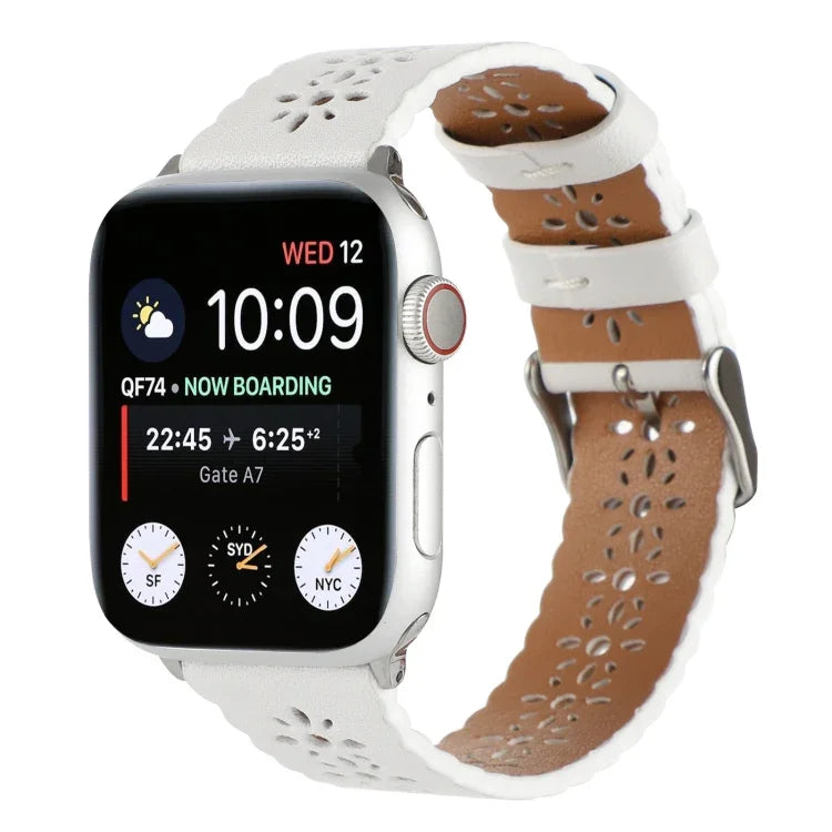 Dây đồng hồ da thật rỗng cho Apple Watch Series, 7 41mm / 6&SE&5&4 40mm / 3&2&1 38mm, 7 45mm / 6&SE&5&4 44mm / 3&2&1 42mm