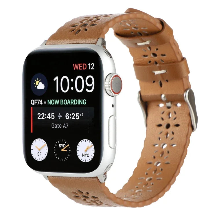 Dây đồng hồ da thật rỗng cho Apple Watch Series, 7 41mm / 6&SE&5&4 40mm / 3&2&1 38mm, 7 45mm / 6&SE&5&4 44mm / 3&2&1 42mm