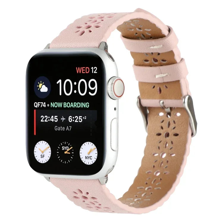 Dây đồng hồ da thật rỗng cho Apple Watch Series, 7 41mm / 6&SE&5&4 40mm / 3&2&1 38mm, 7 45mm / 6&SE&5&4 44mm / 3&2&1 42mm