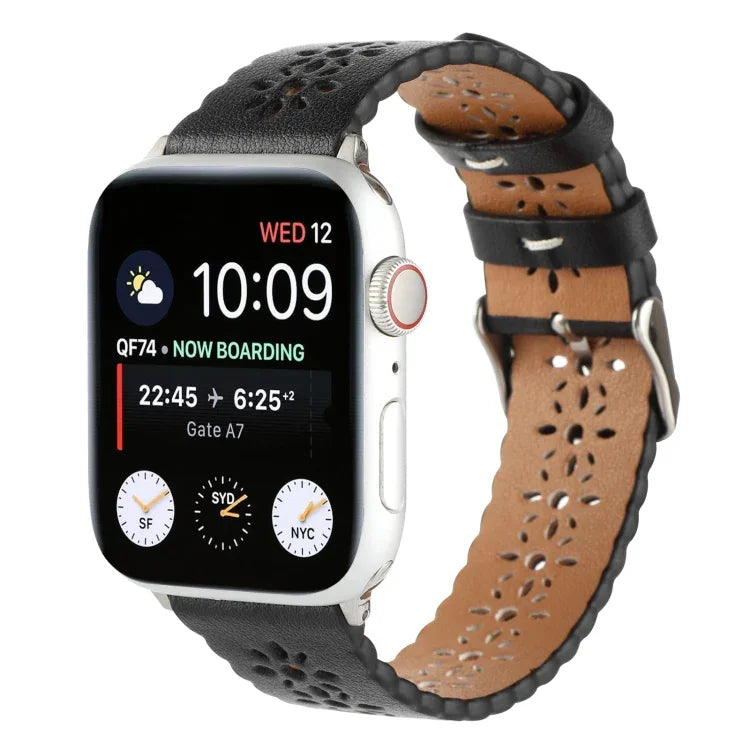 Dây đồng hồ da thật rỗng cho Apple Watch Series, 7 41mm / 6&SE&5&4 40mm / 3&2&1 38mm, 7 45mm / 6&SE&5&4 44mm / 3&2&1 42mm