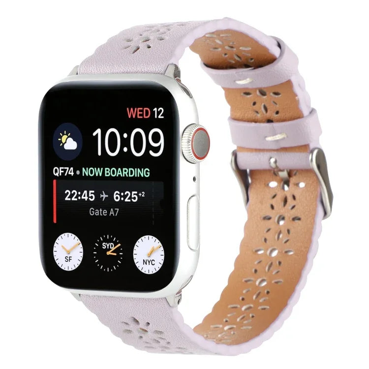 Dây đồng hồ da thật rỗng cho Apple Watch Series, 7 41mm / 6&SE&5&4 40mm / 3&2&1 38mm, 7 45mm / 6&SE&5&4 44mm / 3&2&1 42mm