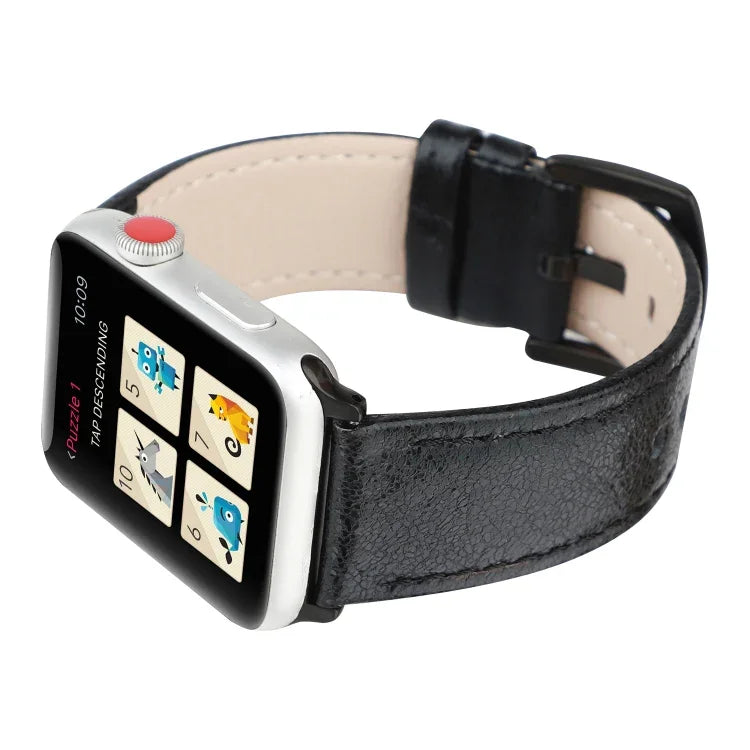 Dây đồng hồ da thật lấp lánh cho Apple Watch Series, 7 41mm / 6&SE&5&4 40mm / 3&2&1 38mm, 7 45mm / 6&SE&5&4 44mm / 3&2&1 42mm
