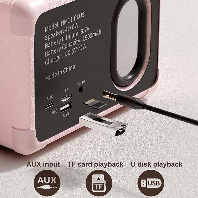 HM11 PLUS Portable HIFI Mini Retro Wireless Bluetooth Speaker, HM11 PLUS (Yellow), HM11 PLUS (Black), HM11 PLUS (Purple), HM11 PLUS (Pink), HM11 PLUS (Green)