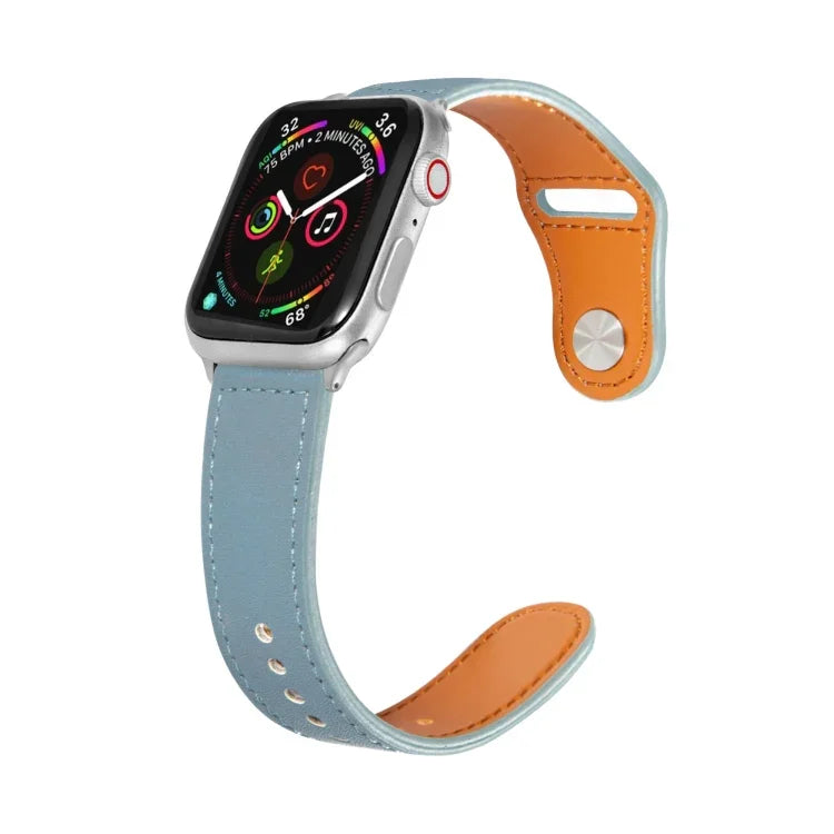 Dây đồng hồ da khóa bạc đinh tán cho Apple Watch Series, 7 41mm / 6&SE&5&4 40mm / 3&2&1 38mm, 7 45mm / 6&SE&5&4 44mm / 3&2&1 42mm