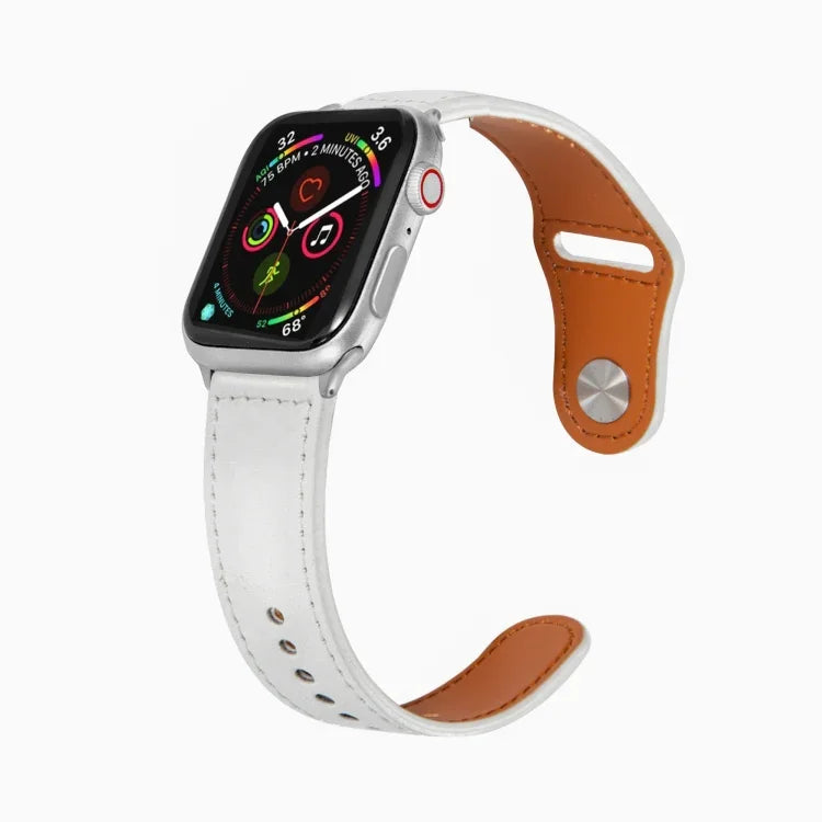 Dây đồng hồ da khóa bạc đinh tán cho Apple Watch Series, 7 41mm / 6&SE&5&4 40mm / 3&2&1 38mm, 7 45mm / 6&SE&5&4 44mm / 3&2&1 42mm