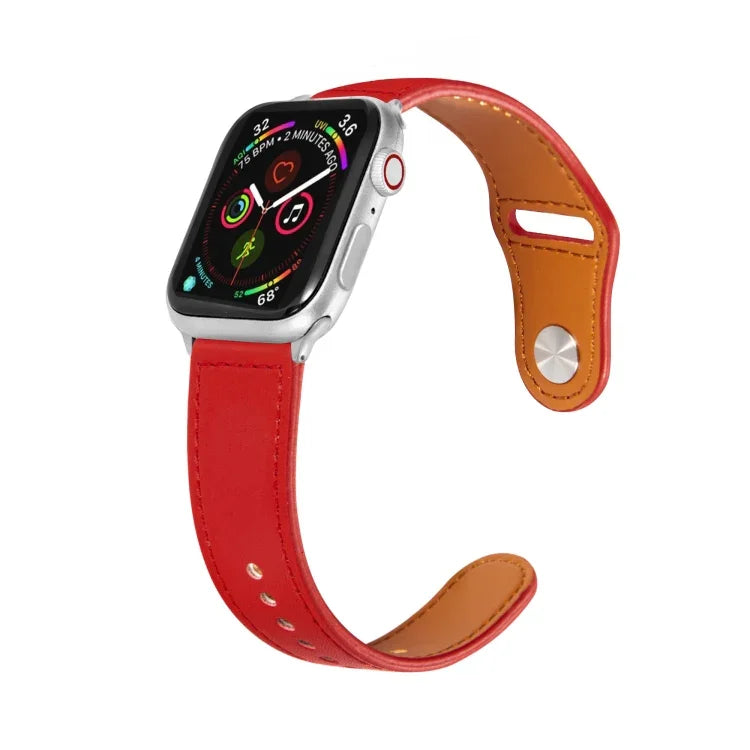 Dây đồng hồ da khóa bạc đinh tán cho Apple Watch Series, 7 41mm / 6&SE&5&4 40mm / 3&2&1 38mm, 7 45mm / 6&SE&5&4 44mm / 3&2&1 42mm