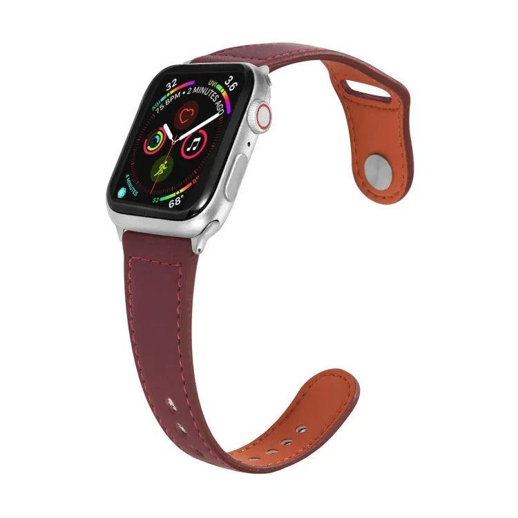 Dây đồng hồ da khóa bạc đinh tán cho Apple Watch Series, 7 41mm / 6&SE&5&4 40mm / 3&2&1 38mm, 7 45mm / 6&SE&5&4 44mm / 3&2&1 42mm