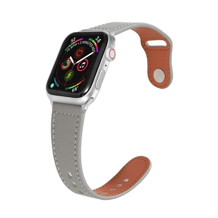 Dây đồng hồ da khóa bạc đinh tán cho Apple Watch Series, 7 41mm / 6&SE&5&4 40mm / 3&2&1 38mm, 7 45mm / 6&SE&5&4 44mm / 3&2&1 42mm