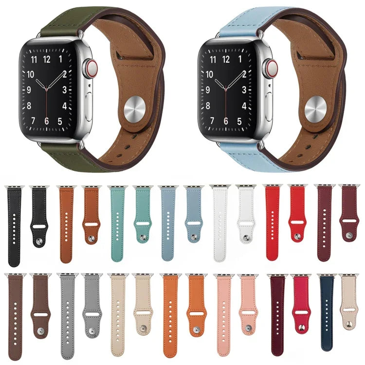 Dây đồng hồ da khóa bạc đinh tán cho Apple Watch Series, 7 41mm / 6&SE&5&4 40mm / 3&2&1 38mm, 7 45mm / 6&SE&5&4 44mm / 3&2&1 42mm