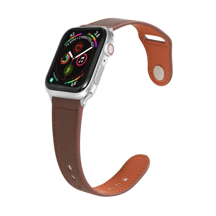 Dây đồng hồ da khóa bạc đinh tán cho Apple Watch Series, 7 41mm / 6&SE&5&4 40mm / 3&2&1 38mm, 7 45mm / 6&SE&5&4 44mm / 3&2&1 42mm