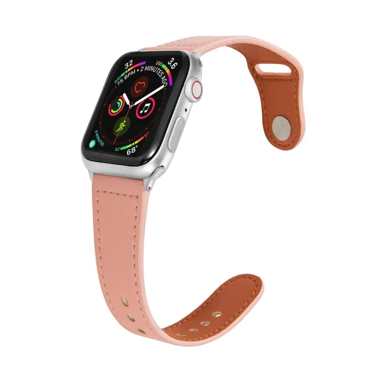 Dây đồng hồ da khóa bạc đinh tán cho Apple Watch Series, 7 41mm / 6&SE&5&4 40mm / 3&2&1 38mm, 7 45mm / 6&SE&5&4 44mm / 3&2&1 42mm