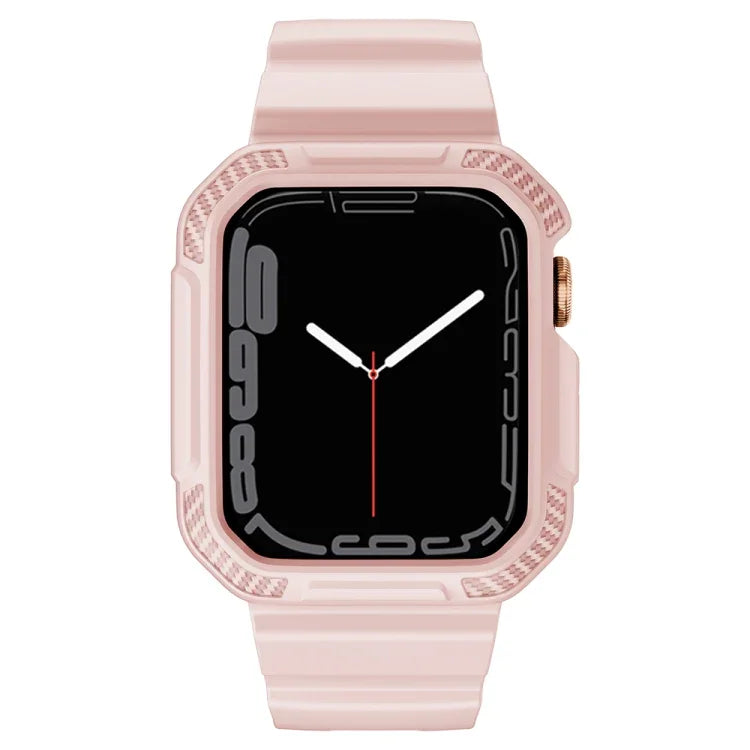 Dây đồng hồ silicone họa tiết sợi carbon tích hợp cho Apple Watch Series, 7 41mm / 6&SE&5&4 40mm / 3&2&1 38mm, 7 45mm / 6&SE&5&4 44mm / 3&2&1 42mm