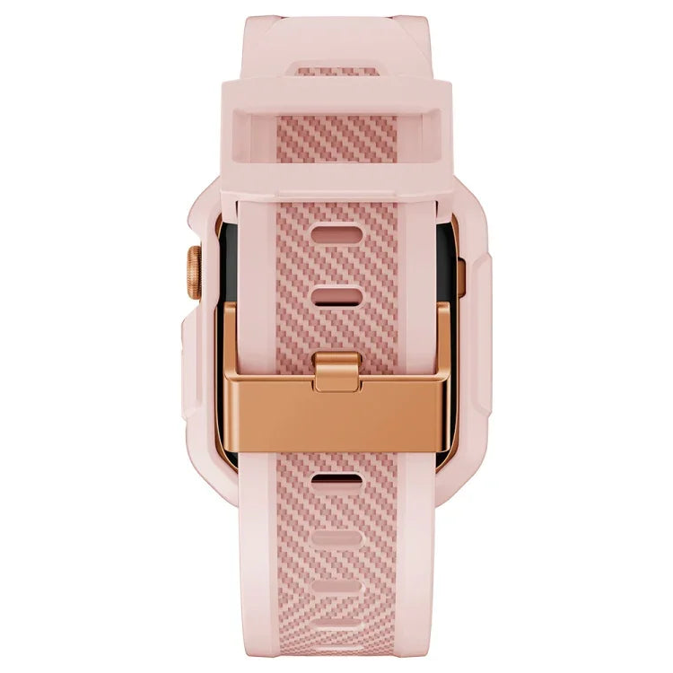Dây đồng hồ silicone họa tiết sợi carbon tích hợp cho Apple Watch Series, 7 41mm / 6&SE&5&4 40mm / 3&2&1 38mm, 7 45mm / 6&SE&5&4 44mm / 3&2&1 42mm
