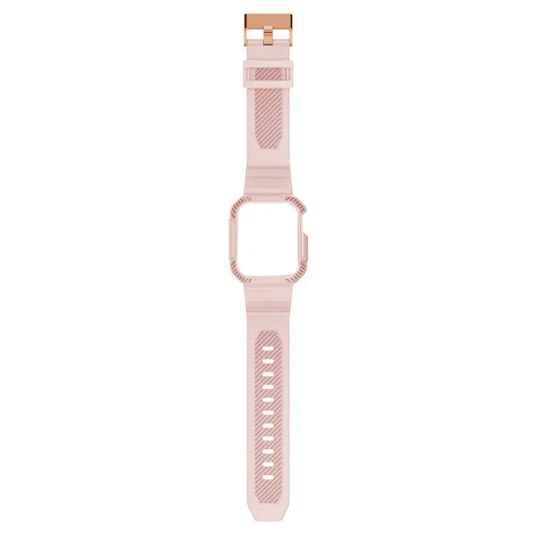 Dây đồng hồ silicone họa tiết sợi carbon tích hợp cho Apple Watch Series, 7 41mm / 6&SE&5&4 40mm / 3&2&1 38mm, 7 45mm / 6&SE&5&4 44mm / 3&2&1 42mm