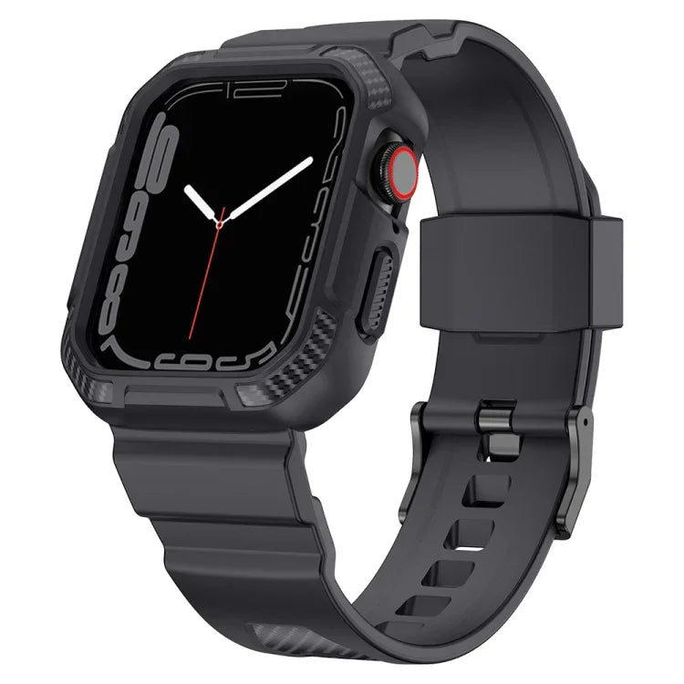 Dây đồng hồ silicone họa tiết sợi carbon tích hợp cho Apple Watch Series, 7 41mm / 6&SE&5&4 40mm / 3&2&1 38mm, 7 45mm / 6&SE&5&4 44mm / 3&2&1 42mm