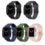 Dây đồng hồ silicone họa tiết sợi carbon tích hợp cho Apple Watch Series, 7 41mm / 6&SE&5&4 40mm / 3&2&1 38mm, 7 45mm / 6&SE&5&4 44mm / 3&2&1 42mm