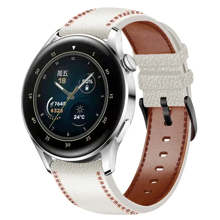 Dây đồng hồ da thật có chỉ may, cho Samsung Galaxy Watch 3 45mm, cho Huawei Watch GT 3 46mm