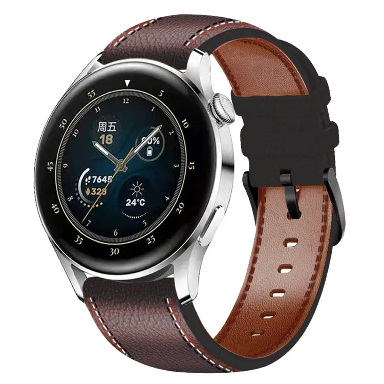 Dây đồng hồ da thật có chỉ may, cho Samsung Galaxy Watch 3 45mm, cho Huawei Watch GT 3 46mm