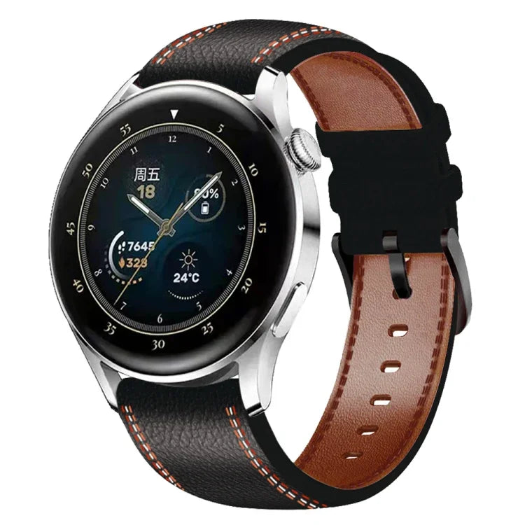 Dây đồng hồ da thật có chỉ may, cho Samsung Galaxy Watch 3 45mm, cho Huawei Watch GT 3 46mm