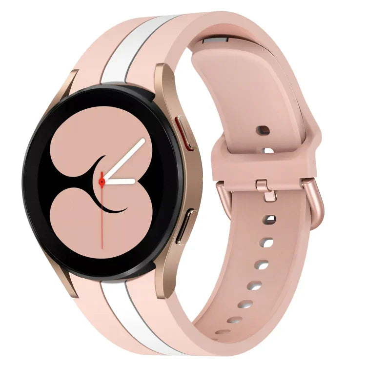 Dây đồng hồ silicone ba sọc dọc hai màu, Dành cho Samsung Galaxy Watch4 40/44mm / Watch4 Classic 42/46mm