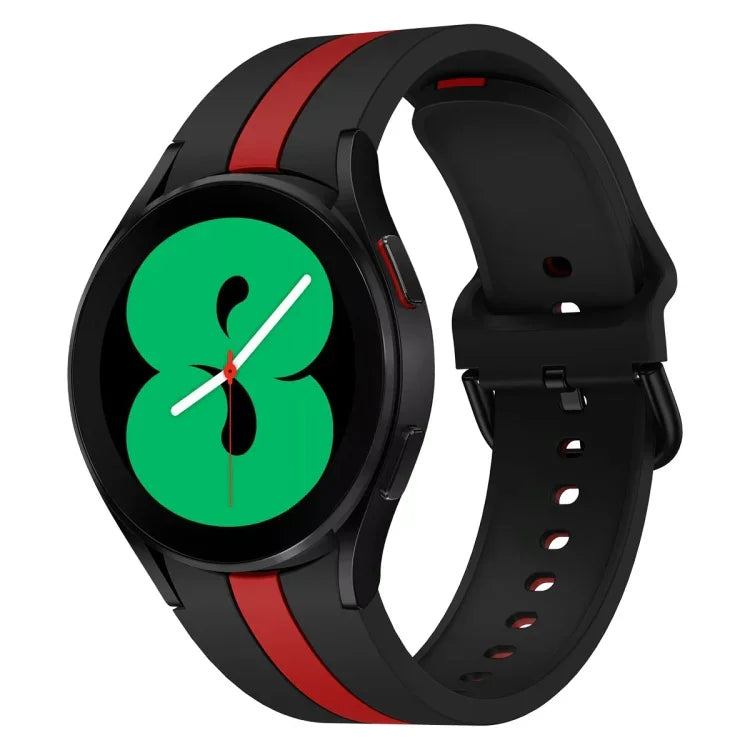 Dây đồng hồ silicone ba sọc dọc hai màu, Dành cho Samsung Galaxy Watch4 40/44mm / Watch4 Classic 42/46mm