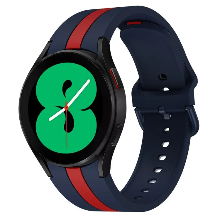 Dây đồng hồ silicone ba sọc dọc hai màu, Dành cho Samsung Galaxy Watch4 40/44mm / Watch4 Classic 42/46mm