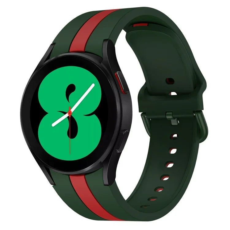 Dây đồng hồ silicone ba sọc dọc hai màu, Dành cho Samsung Galaxy Watch4 40/44mm / Watch4 Classic 42/46mm