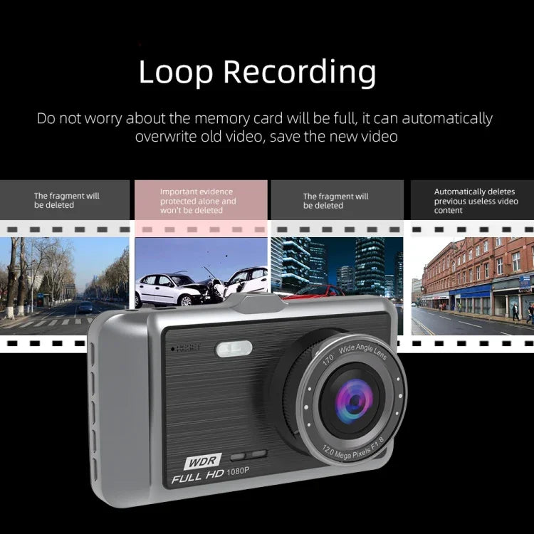 Anytek A60 Camera hành trình ô tô màn hình IPS 4 inch HD 1080P góc rộng 170 độ, camera kép ADAS, A60