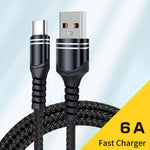 Cáp sạc USB kiểu dệt 6A, chiều dài cáp: 1m, USB-C / Type-C, Micro USB, 8 Pin