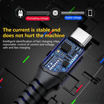Cáp sạc USB kiểu dệt 6A, chiều dài cáp: 1m, USB-C / Type-C, Micro USB, 8 Pin
