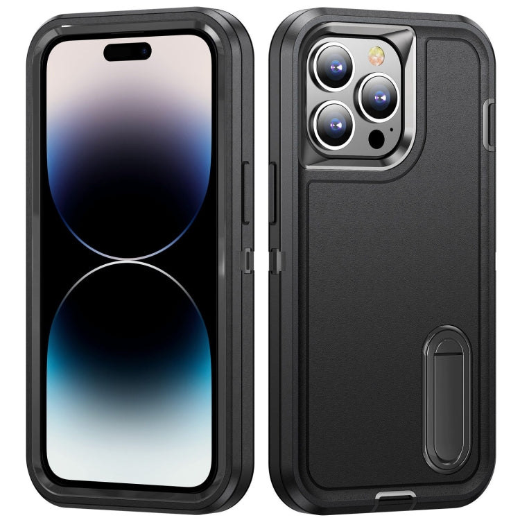 3 in 1 Rugged Holder Phone Case, For iPhone 14, For iPhone 14 Plus, For iPhone 14 Pro, For iPhone 14 Pro Max