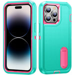 3 in 1 Rugged Holder Phone Case, For iPhone 14, For iPhone 14 Plus, For iPhone 14 Pro, For iPhone 14 Pro Max