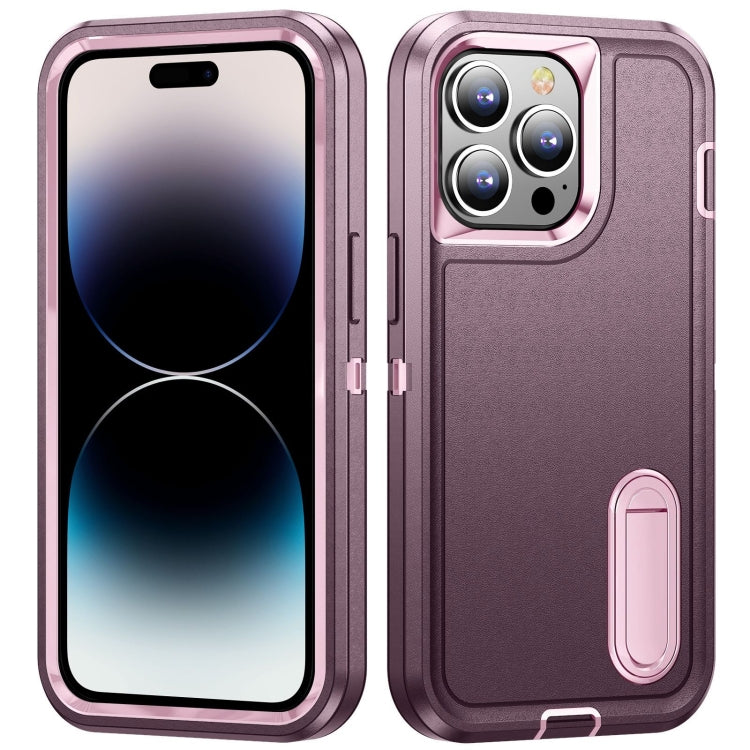 3 in 1 Rugged Holder Phone Case, For iPhone 14, For iPhone 14 Plus, For iPhone 14 Pro, For iPhone 14 Pro Max