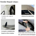 N8 10 in 1 Car Paintless Dent Removal Fender Damage Repair Puller Lifter Arc Crowbar Tools Hook Rods kit, 10 in 1