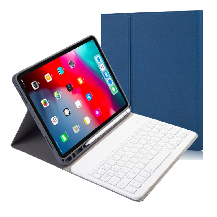 Bao da bàn phím Bluetooth từ tính tháo rời vân vải xoay ngang cho iPad Pro 11 2020 / 2018 có giá đỡ & khe đựng bút, RK11, RK11D có đèn nền