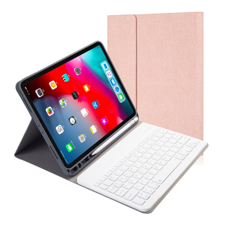 Bao da bàn phím Bluetooth từ tính tháo rời vân vải xoay ngang cho iPad Pro 11 2020 / 2018 có giá đỡ & khe đựng bút, RK11, RK11D có đèn nền