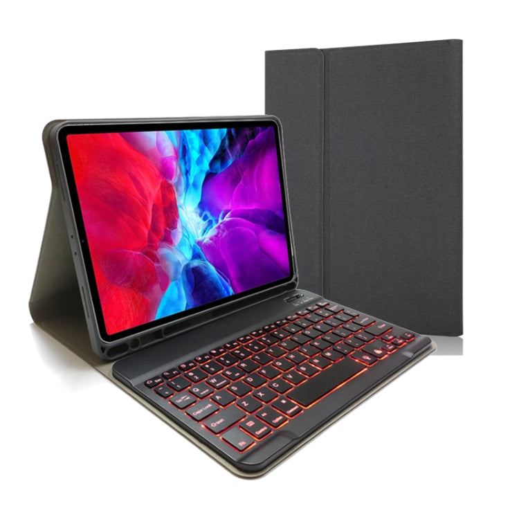 Bao da bàn phím Bluetooth từ tính tháo rời vân vải xoay ngang cho iPad Pro 11 2020 / 2018 có giá đỡ & khe đựng bút, RK11, RK11D có đèn nền