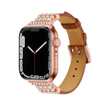 Dây đồng hồ da kim cương ngọc trai cho Apple Watch Series, 7 41mm / 6&SE&5&4 40mm / 3&2&1 38mm, 7 45mm / 6&SE&5&4 44mm / 3&2&1 42mm