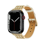 Dây đồng hồ da kim cương ngọc trai cho Apple Watch Series, 7 41mm / 6&SE&5&4 40mm / 3&2&1 38mm, 7 45mm / 6&SE&5&4 44mm / 3&2&1 42mm